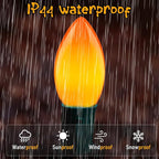 C9 Orange Replacement Bulbs, 25 Pack C9 Ceramics Orange Halloween Light Bulbs for Indoor Outdoor Patio Halloween Christmas String Lights, C9/E17 Intermediate Base Bulb, 7 Watt Incandescent Night Light