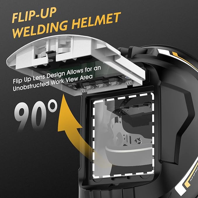 TOOLIOM Auto Darkening Welding Helmet True Color 1/1/1/1 Flip Front Welding Hood Large Viewing 3.94"x 2.34" Shade Range 4/5-9/9-13 Welding Mask for TIG MIG Stick Welder Helmet