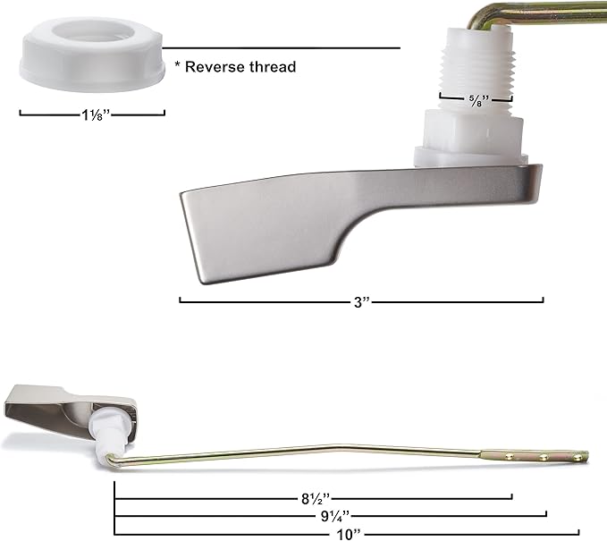 Qualihome Mansfield Toilet Handle Replacement, Front Mount Toilet Tank Lever Flush Handle (Nickel)
