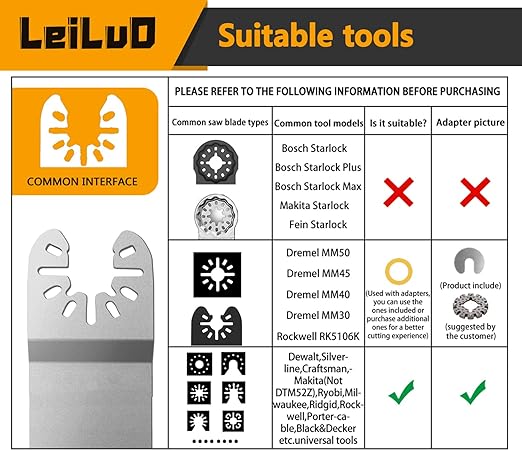 LEILUO Diamond Oscillating Multi Tool Grout Removal Blades 6 Pcs Tile Grout Remover Blades Kit Compatible with DeWalt Makita Einhell and More