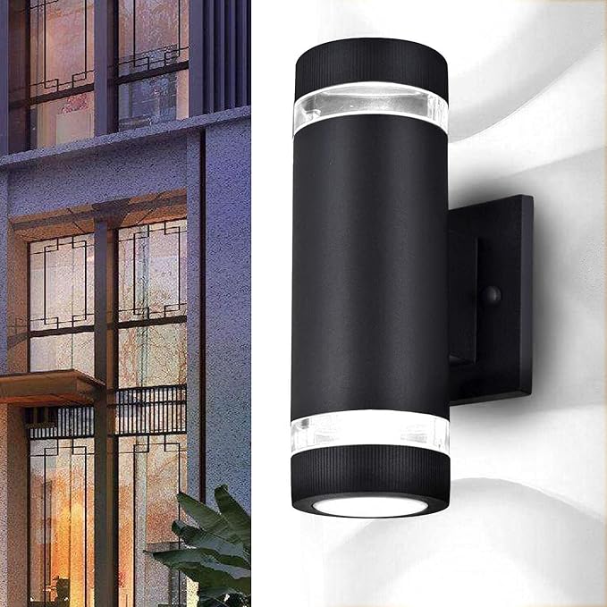 Outdoor Wall Sconce Lights,Dusk to Dawn Outdoor Exterior Lighting - ETL Listed,Modern Outside Patio Light Fixture Wall Mount Design - Up Down Light Fixture White 6000k for Front Door, Porch