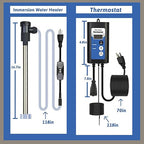 1800W Titanium Immersion Water Heater Portable Electric Hot Tub & Pool Submersible Water Heater with Temp Control, GFCI for Baptism Pool, Swimming Pool, Inflatable Pool and Above Ground Pool