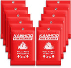 Emergency Fire Blanket for Home Kitchen - KANHIRO Fiberglass Fire Suppression Blanket Great for School, Fireplace, Grill, Car, Office, Warehouse (10 Pack, 39 in X 39 in)