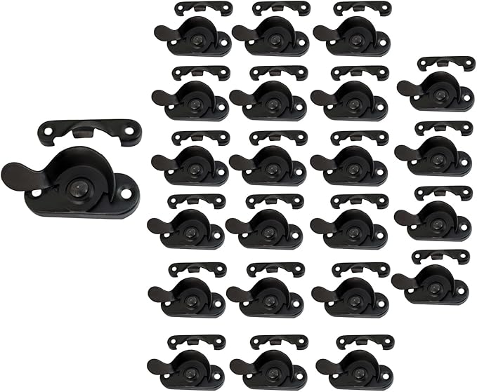 QCAA Steel Window Sash Lock, CTC 2", Black, 24 Pack, Made in Taiwan