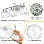 EAPUDUN 3 Light Bathroom Vanity Light, Brushed Nickel Bathroom Light Fixtures with Clear Glass Shade Wall Sconce, Porch Wall Lamp for Mirror, WLA1435-BNK