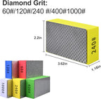 5pcs Diamond Hand Polishing Pads for Ceramic Tile Glass Grinding,Sanding Blocks Polishing 60#,120#,240#,400#,1000#