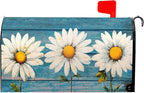 Spring Daisy Rustic Blue Wood Board Mailbox Covers Magnetic Standard Size 21x18 Inch Vintage Floral Summer Waterproof Mail Box Wraps Post Letter Box Covers Garden Yard Outdoor Decor