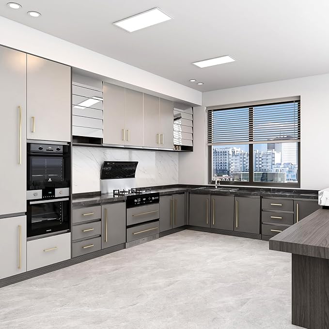 10 Pack Champagne Cabinet Handles 3 Inch Hole to Hole Square Drawer Pulls Cupboard Handles Champagne Bronze Handled for Cabinets Modern Stainless Steel Kitchen Hardware