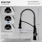 Karran Scottsdale Commercial Style Pull-Down Kitchen Faucet with Sprayer, Matte Black and Spot-Free Gunmetal Grey, High Arc Single Handle Pre-Rinse Spring Faucet
