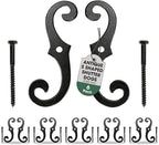 Renovators Supply Cast Iron Shutter Fasteners - Decorative S Style Shutter Dogs Hardware - Rust Resistant Powder Coated External Shutter Tieback Including Mounting Screws - 6.5 Inches, Pack of 6