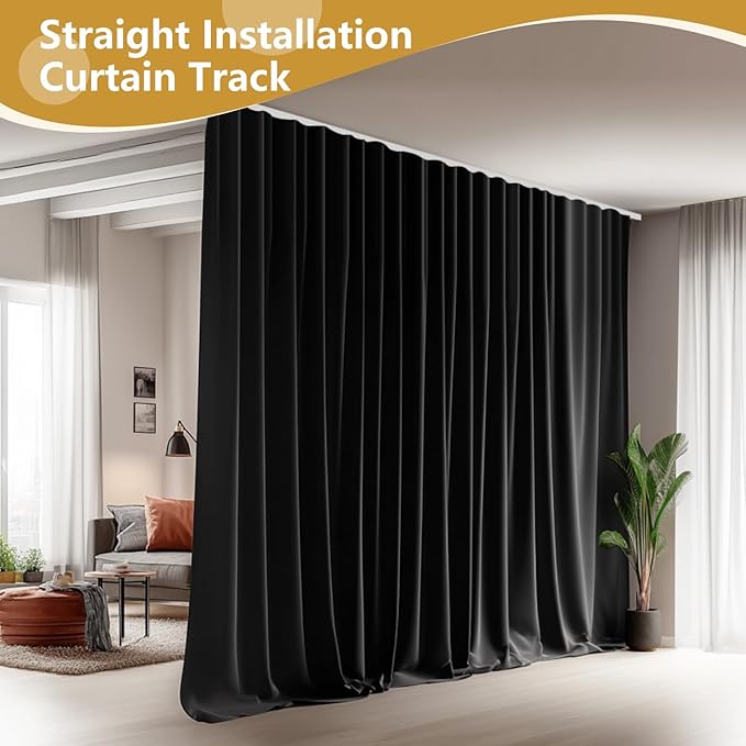 Bendable Ceiling Curtain Track Ceilings Mount or Wall Mounted Heavy-Duty Room Divider Curtains Rails for Living room Bedroom Shower Privacy RV Garage Dividers with Clips，White 18 FT