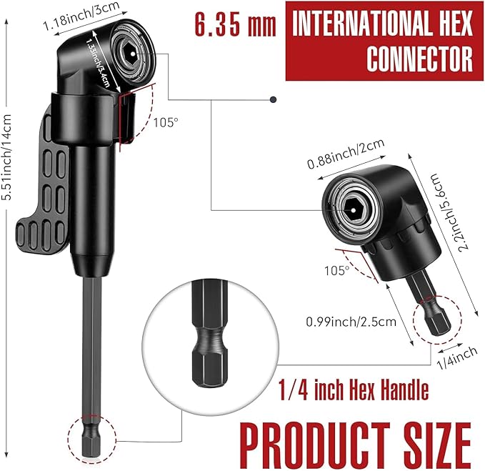 17Pcs Tools Flexible Drill Bit Extension,Include 3Pcs Rotatable Socket Adapter 2Pcs Hex Shank 105° Right Angle Drill Attachment 10 Short Screwdriver Bits 90° Angled Bits & Bendable Drill Bit Extension
