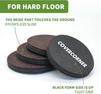 Furniture Sliders for Hardwood Floors 16 PCS - 3 1/2 inch Sliders for Moving Furniture – Felt Furniture Pads for Hardwood Floors Brown