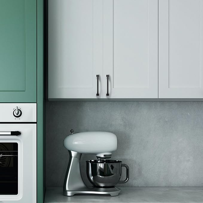 Asidrama 25 Pack 5 Inch(128mm) Hole Centers Kitchen Cabinet Handles, Matte Black Cabinet Pulls Kitchen Cabinet Hardware for Cupboard Drawer Pulls Dresser Handles