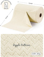 Fantasticlean Microfiber Cleaning Cloth Roll, 12" x 12"- 75 Sheets, Reusable Tear Away Microfiber Towels, Ultra Absorbent Dish Rags for Car, Home or Office (Beige Ripple)