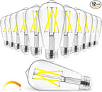 Hizashi Vintage LED Edison Bulb Dimmable, 6W Equivalent 60W, 5000k Daylight, E26 Base Led Light Bulbs, 700LM, High CRI 95+ Eye Protection, Clear Glass, Pack of 12
