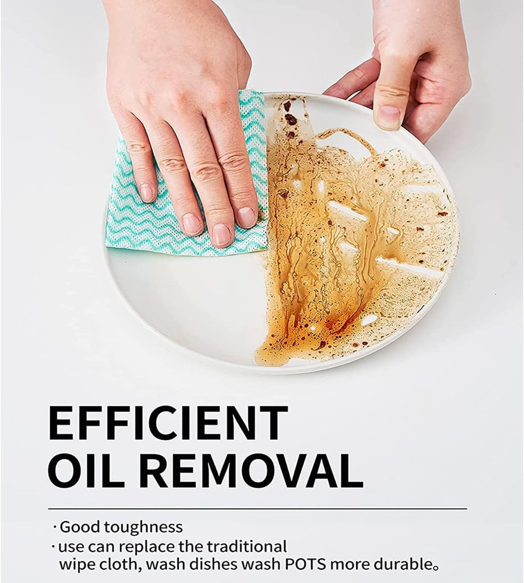 SUZZYVINE Reusable Dish Cloths, Disposable Cleaning Cloth，Kitchen Towels Dish Towel,2 Roll,Green,100 Sheets