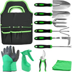 11Pcs Heavy Duty Gardening Tool Set, Shovel Stainless Steel with Non-Slip Rubber Grip, Canvas Storage Bag for Women Gardeners Pruning Shears Plant Care Weeding Tools