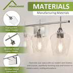 Vanity Bathroom Light, 4-Light Bathroom Light Fixtures Over Mirror, Silver Vanity Lights for Bathroom with Clear Glass, Modern Wall Lamp for Cabinet Hallway, Bedroom