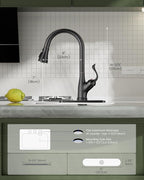APPASO Pull Down Kitchen Faucet with Sprayer Oil Rubbed Bronze, Single Handle High Arc Faucet with Deck Plate, Neoperl Aerator, CUPC-Certified Pull-Out Hose, Water Supply Tubing, and Valve Core