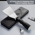 Mister Rui Bent Heavy Duty Scraper, 2 Pack, 3" Bent Paint Scraper with Pole Socket Hammer End, Small Putty Knife Set, Painting Tools