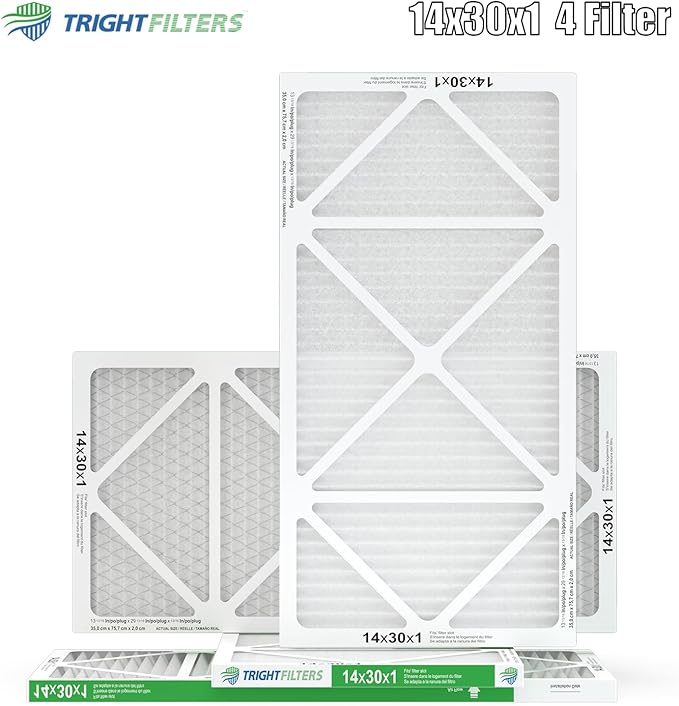 14x30x1 Air Filter 4 Pack, MERV 8 Pleated Dust Defense Air Filters Replacement Air Conditioner HVAC AC Furnace Filter, Durable and Lightweight