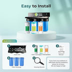 iSpring WGB31B-KS Whole House Water Filter System, Reduces Heavy Metals, Lead, Chlorine, Chloramine, Sediments, 3-Stage Filtration, 10” x 4.5” Filters, 1” Inlet/Outlet