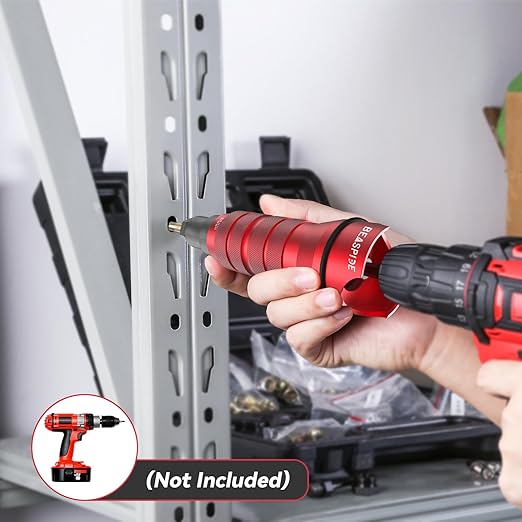 Beaspire Cordless Drill Electric Rivet Nut Drill Adapter Kit, Rivet Nut Tool Kit Including 10 Mandrel and 50Pcs Assorted Rivet Nuts, Rugged Carrying Case