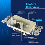 LIDER Minimalist Design Matte Finish Lighted Decorator Switch, Frameless Paddle Light Switch with Locator Light, Grounding Screw, 3-Way or Single Pole, 15A 120V, UL Listed, LS15-3W-I, Ivory