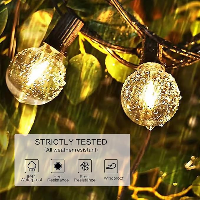 25Pack G40 LED Replacement Bulbs, E12 Candelabra Base, 1W (7W Equivalent) Dimmable 2700K, Shatterproof Plastic Globe for Outdoor String Lights, Patio, Porch, Christmas, Wedding, Cafe & Bistro
