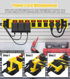 Heavy Duty Power Strip with Individual Switches,8 Outlets 14 Gauge Industrial Shop Garage Metal Multiple Outlets,1200J Surge Protector Mountable Power Strip,6FT Extension Cord Management(Yellow)