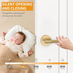 Amerdeco 3 Pack Champagne Bronze Door Handles Interior, Knurled Privacy Door Handles, Heavy Duty Door Lever for Bedroom or Bathroom, Reversible Keyless for Left Right Handed Doors AM0016 ASIN