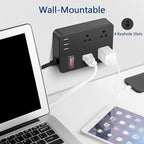 Outdoor Power Strip Weatherproof,Waterproof Surge Protector with 4 Outlets,3 USB,Shockproof Overload Protection, Multi Outlet Extension for Camping, Garden, Kitchen, Bathroom, 6ft Cord,with Flat Plug