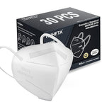 HUHETA KN95 Face Masks, 30 Packs Individually Wrapped, 5-Ply Breathable & Comfortable Safety Mask, Filter Efficiency=95%, Protective Cup Dust Masks Against PM2.5 (White Mask)