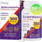 GLP-1 Supplement - 300 Billion AFU Akkermansia Muciniphila, Akkermansia Probiotic for Women & Men, for Boost GLP-1, Digestive, Gut, Immunity, Enhances Gut Lining Function & Intestinal Walls, 60 Count