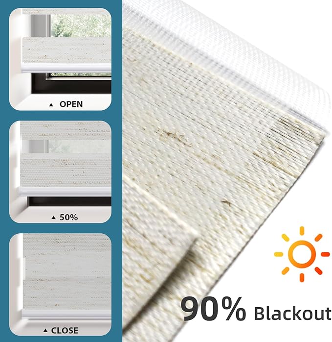 SmartWings Motorized Zebra Shades Work with HomeKit, Alexa, Google Home, 85% Blackout Light Filtering Day Night Sheer Blinds, Privacy Light Control, for Home/Office, Customized, Linen White