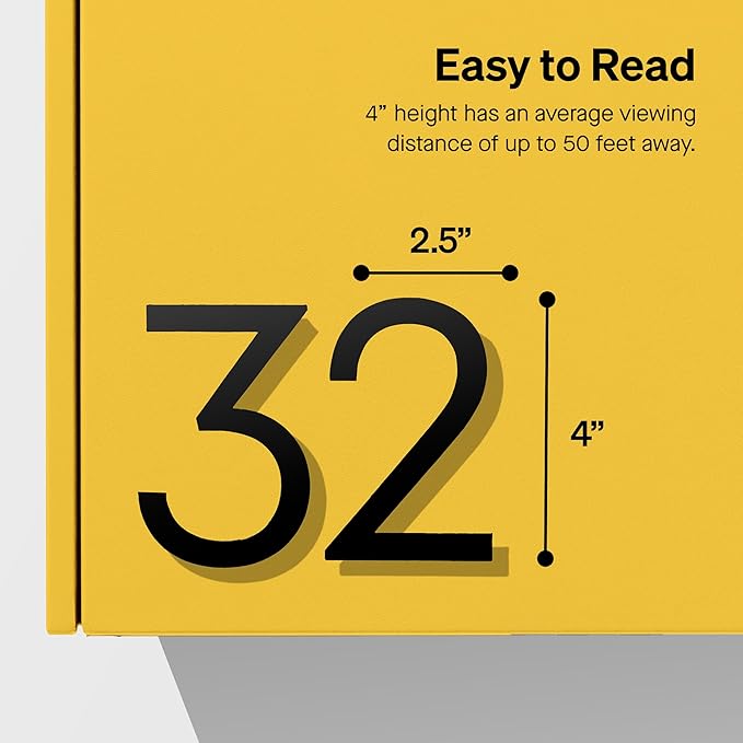 Adoorn 4 Inch Mailbox Numbers - Number 8, Black Color, Each Sold Individually, Premium Metal Self Stick Address Numbers, Weatherproof Mailbox Numbers for Outside