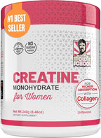 5g Creatine Monohydrate Powder Optimized for Women Booty Gain +2000mg Collagen +1g BCAA 2:1:1 (No Fillers) Supports Lean Muscles & Recovery, Pump, Energy & Stamina - Micronized, Natural & Made in USA