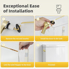 iFealClear Polished Gold Universal Side Mount Toilet Tank Flush Lever Replacement, Toilet Handle Replacement Kit with Stainless Steel Flapper Chain, Solid Brass Angle Mount Toilrt Trip Lever