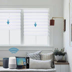 SmartWings Motorized Zebra Shades Work with HomeKit, Alexa, Google Home, 60% Blackout Light Filtering Day Night Sheer Blinds, Privacy Light Control, for Home/Office, Customized, White