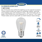 Novelty Lights 25 Pack S14 Outdoor Patio Edison Replacement Bulbs, E27 Medium Base, Red, 11 Watt