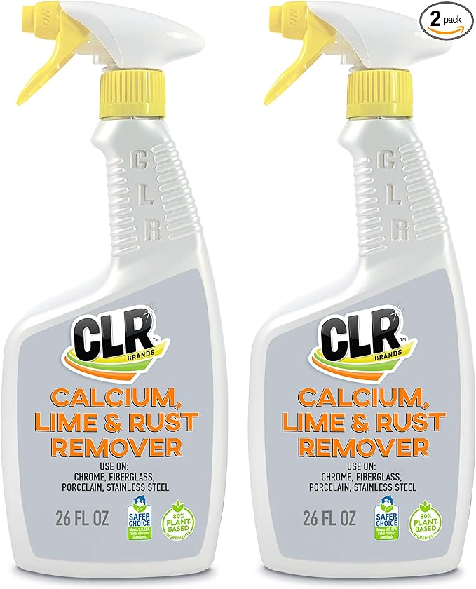 CLR Brands Calcium, Lime & Rust Remover, 26 oz. Spray Bottle, 2 Pack, Blasts Calcium, Dissolves Lime Deposits, Zaps Stubborn Rust Stains and Hard Water Deposits