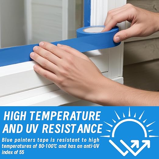 4 Rolls Painters Tape, 1Inch x 55 Yards Blue Painters Tape Washi Painters Tape Multi-Surface Blue Masking Tape for Wall Painting Masking Edge Treatment DIY, Home Use