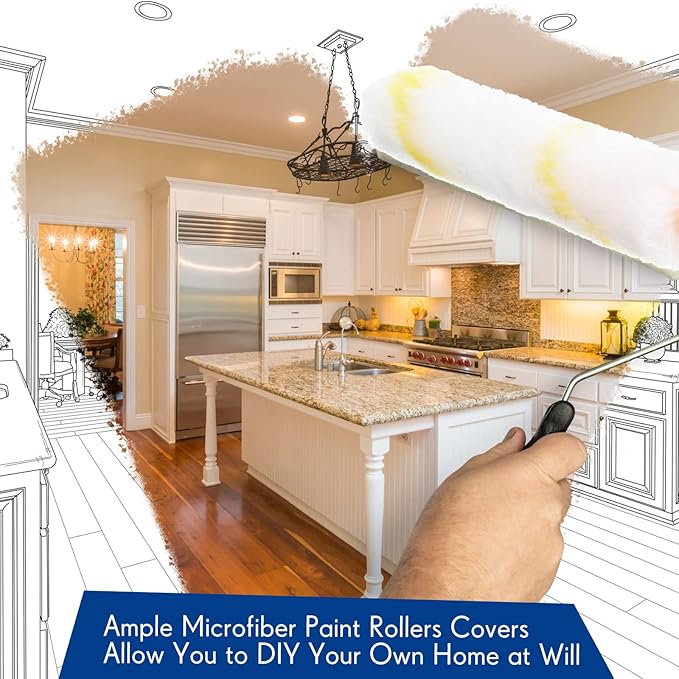 Leumoi 500 Pcs 4 Inch Paint Roller Mini Rollers Covers 1/2" Nap Microfiber Roll Covers Bulk, Small Home Repair Tools Refills House Painting Supplies Household for DIY(Yellow)