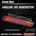 Ernst Manufacturing Socket Boss 2-Rail 1/4-Inch-Drive Socket Organizer, 13-Inch, for Toolbox drawer - Blue (8495) - Made in the USA