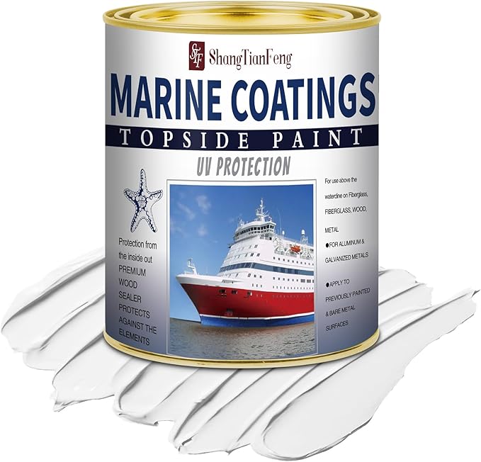 ShangTianFeng 207014 Marine Wood and Fiberglass Primer,32 Fl Oz White+10 Fl Oz diluent, Suitable for use on fiberglass, wood or metal surfaces above the waterline 1 Quarts