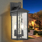 Darkaway Outdoor Wall Lights, Exterior Lighting Fixtures Wall Mount Porch Lights Waterproof Outdoor Sconce with Water Ripple Glass E12 Socket for House Patio Hallway Garage