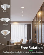 zouzai 3 Inch Gimbal Led Recessed Lighting, 360°+90° Adjustable Directional Recessed Lights, 2700K/3000K/3500K/4000K/5000K Dimmable Retrofit Eyeball Can Lights with Jbox,ETL (White, 12 Pack)