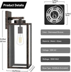 Large Size Outdoor Wall Light Fixtures, Exterior Lighting Fixtures Porch Sconces Wall Mounted, Waterproof Outdoor Wall Lanterns, Outside Lights for House Patio Front Door Entryway, Distressed Brown