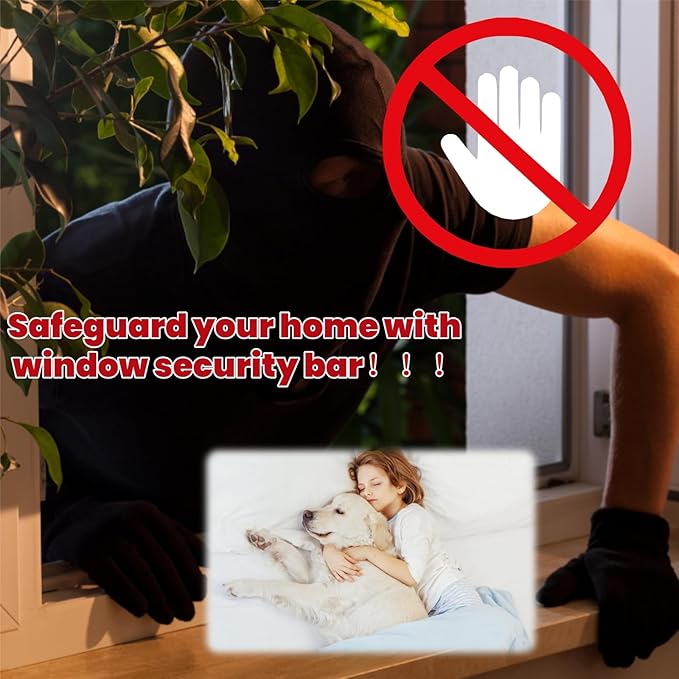 Window Security Bar, 2-in-1 Adjustable 17.9 to 51 Inch Slidingdoor Security Bar Security Bar for Home Pet Children Women Security Balcony Sliding Door Patio Door Security Apartment Window White